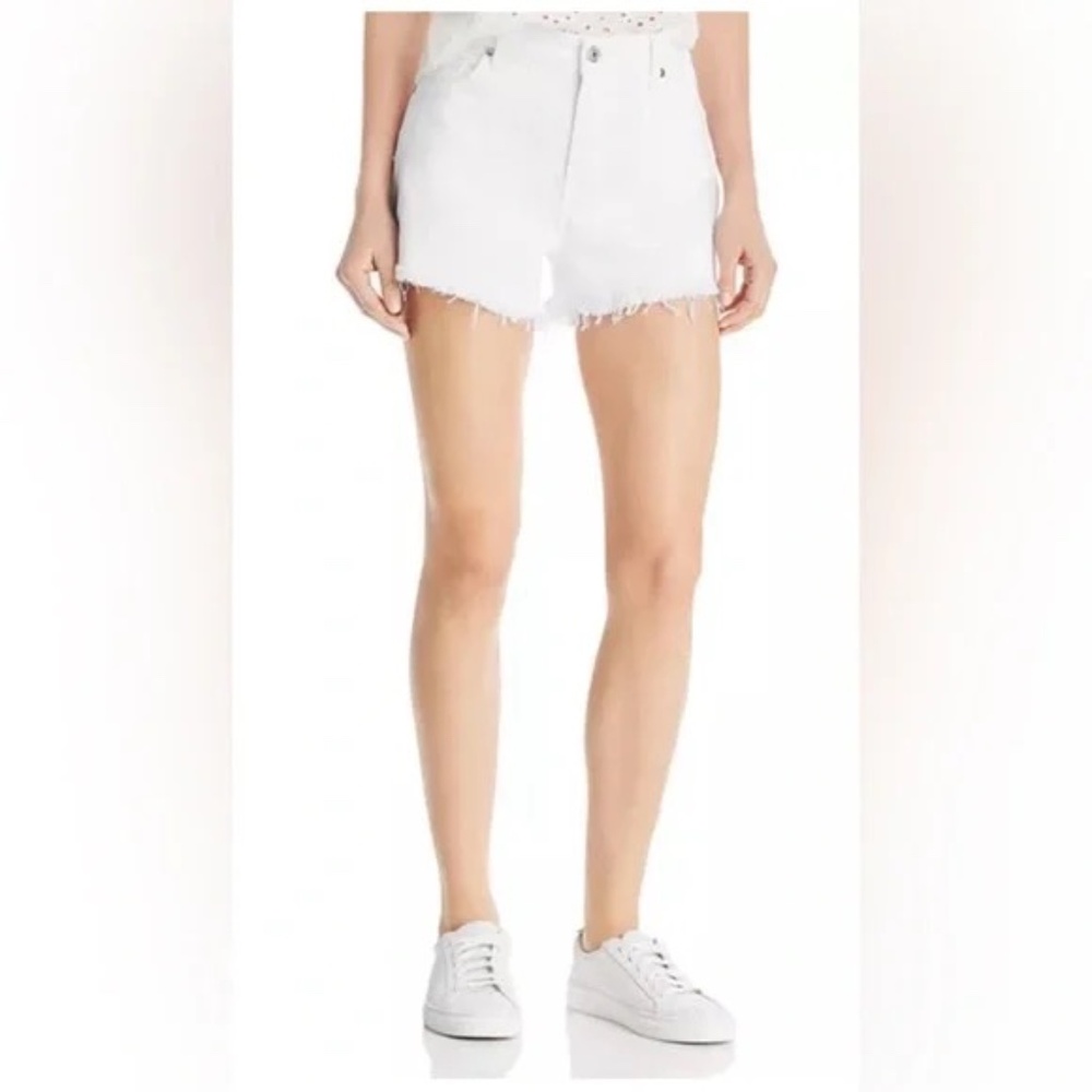 7 FOR ALL MANKIND MONROE CUT-OFF WHITE DENIM SHORTS